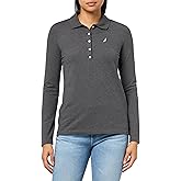 Nautica Womens Long Sleeve Solid Collared Polo Shirt