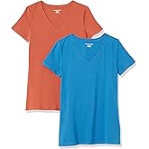 Amazon Essentials Women's Regular-Fit Short-Sleeve T-Shirt (Crewneck and V-Neck Options), Multipacks