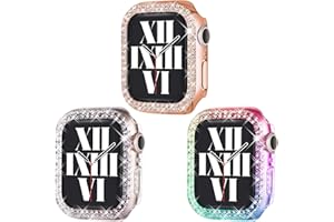 Fullife 3-Pack Compatible with Apple Watch Case 38mm Series 3 2 1 Crystal Rhinestone Bumper Bling Face Cover Sparkling Frame for iWatch Women Girls, (38mm, Rosegold/Rainbow/Clear)