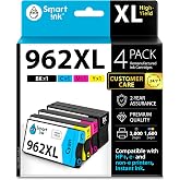 Smart Ink Remanufactured Ink Cartridges Replacement for HP 962XL 962 XL Combo Pack (962XL Black, Cyan, Magenta, Yellow) to use with OfficeJet Pro 9015e 9018e 9025e 9012e 9015 9010 9012 9018 9020 9025