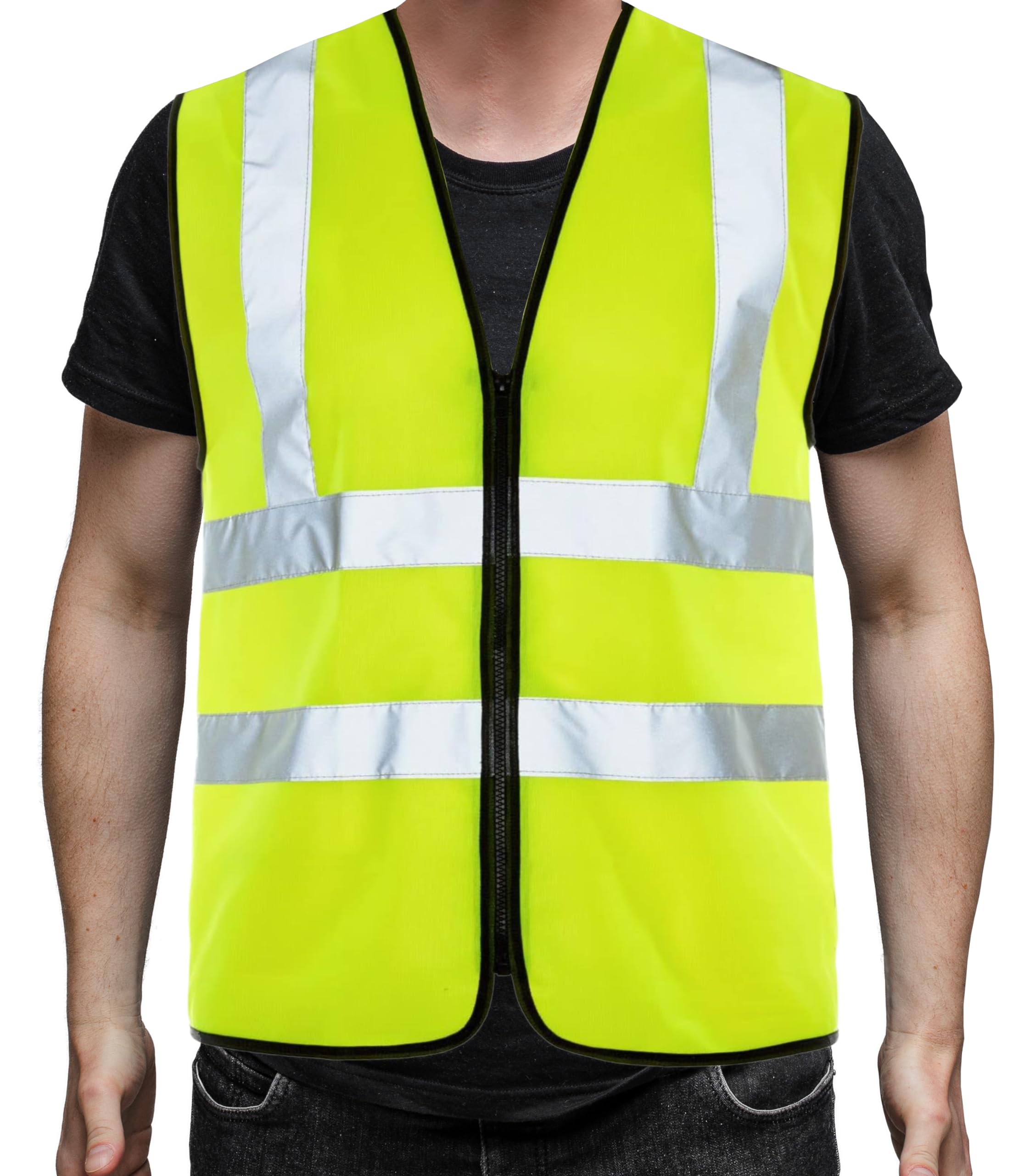 PB TECH Hi Viz Zipper Vest Front High Visibility Reflective Vest Hi Vis Executive Waistcoast Lightweight and Comfortable safety vests (UK, Alpha, S, Regular, Regular, Yellow)