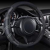 CAR PASS Line Rider Microfiber Leather Sporty 14.5-15 inch Steering Wheel Cover Universal Fits for 95% Truck,SUV,Cars, Anti-S