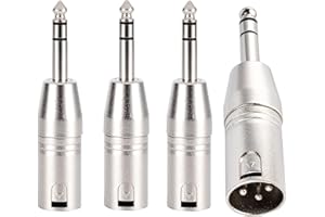 LanSenSu 4-Pack XLR Male to 1/4" TRS Adapter, Balanced Female XLR to Quarter Inch 6.35mm Male Adapters