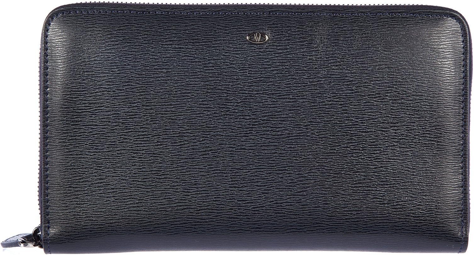 Valentino Garavani women's wallet leather coin case holder purse card bifold blu