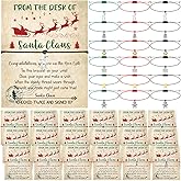 18 Set Christmas Wish Bracelet Santa Nice List Friendship Bracelets Santa Snowflake Xmas Tree Braided Bracelet with From the Desk of Santa Claus Card Bag for Stocking Filler Xmas Eve Secret Santa Gift