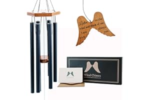 NAOMI CATHERINE DESIGNS Memorial Wind Chimes for Loss of Loved One, 34" Angel Wing Windchimes Sympathy Gifts for Loss of Loved one, Sympathy Wind Chimes Memorial Gifts for Loss of Mother Father Funeral Gifts Condolence.