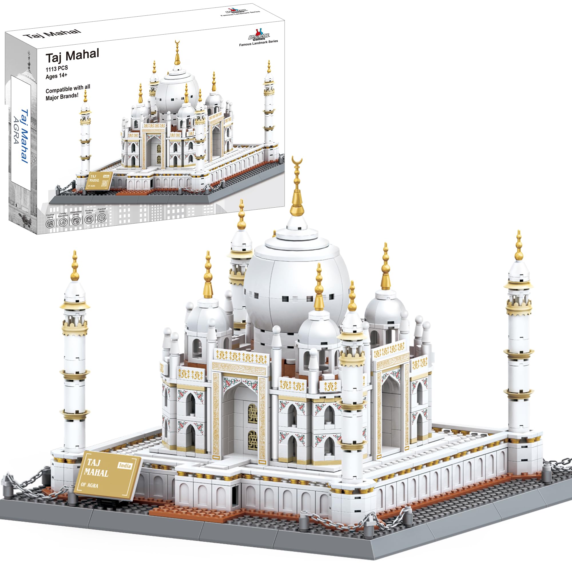 APOSTROPHE Games Taj Mahal Building Block Set 1,113 Pieces India's Taj Mahal Famous Landmark Series Model for Kids and Adults โ image 1