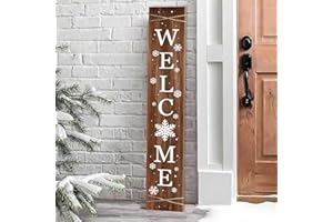 ARTDMT Merry Christmas Welcome Porch Sign Decor Wooden Hanging Sign Snowflakes Door Porch Standing Decorative Signs Plaques for Front Door Farmhouse Outdoor Indoor Welcome Sign Wall Craft Decor 47.2"H