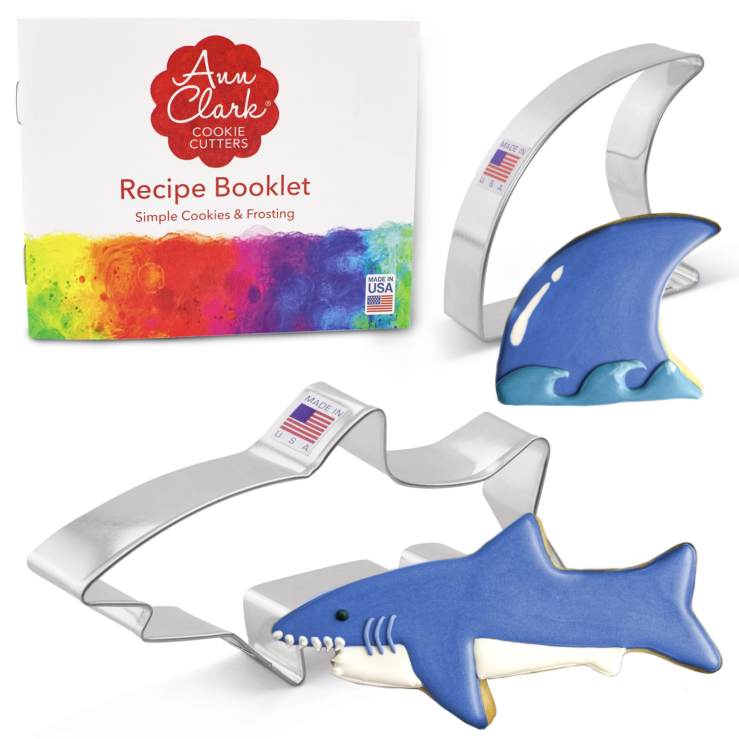Shark Cookie Cutters 2-Pc. Set Made in USA by Ann Clark, Shark, Fin
