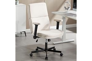 Fizzin Office Chair Adjustable Desk Chair Mid Back Comfortable Linen Ergonomic Back Support Home Computer Chair with Padded 2
