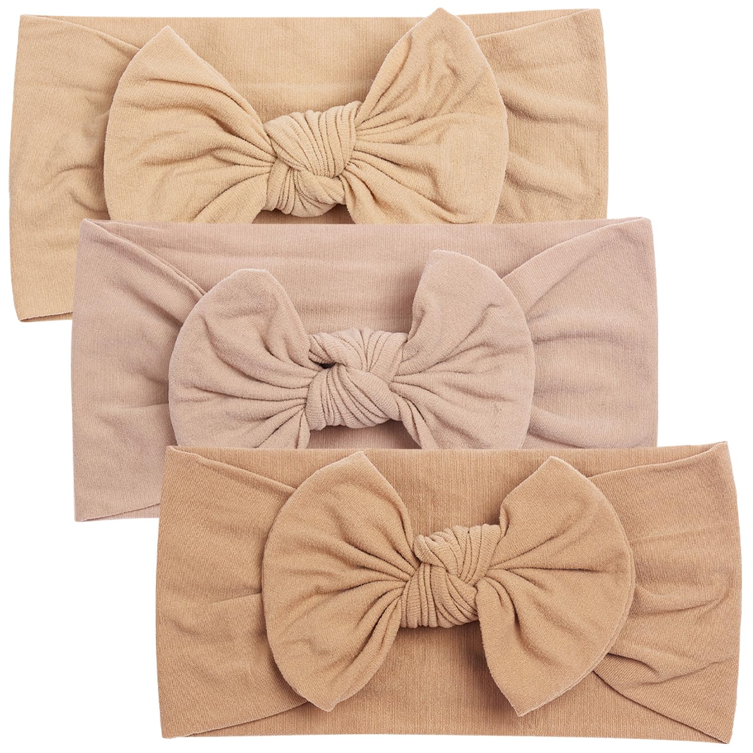LECTNORE 3Pcs Newborn Baby Headbands for Girls, Soft Bow Headwear Headband, Turban Style