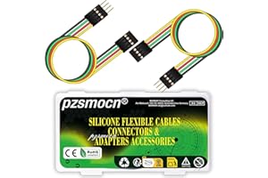 pzsmocn Silicone Flexible Jumper Wires Breadboard 24AWG 20cm Long 10 Sets / 60 Pcs for Dupont 2.54 mm Pitch Connector 4-Pin Black Male-Female Header Solderless Electronic Adapter Ribbon Cable