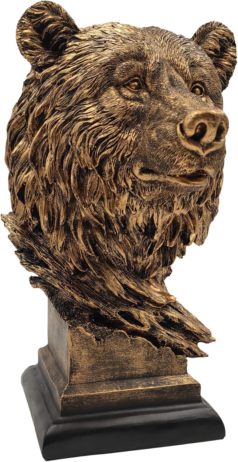 LOOYAR Resin Bear Head Statue Sculpture Ornament Collectible Figurine Craft