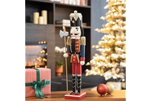 eUty 24" H Wooden Christmas Soldier Nutcracker Novelty Xmas Nutcracker Drummer Ceterpiece Table Top Figurine Decor- Indoor & Outdoor