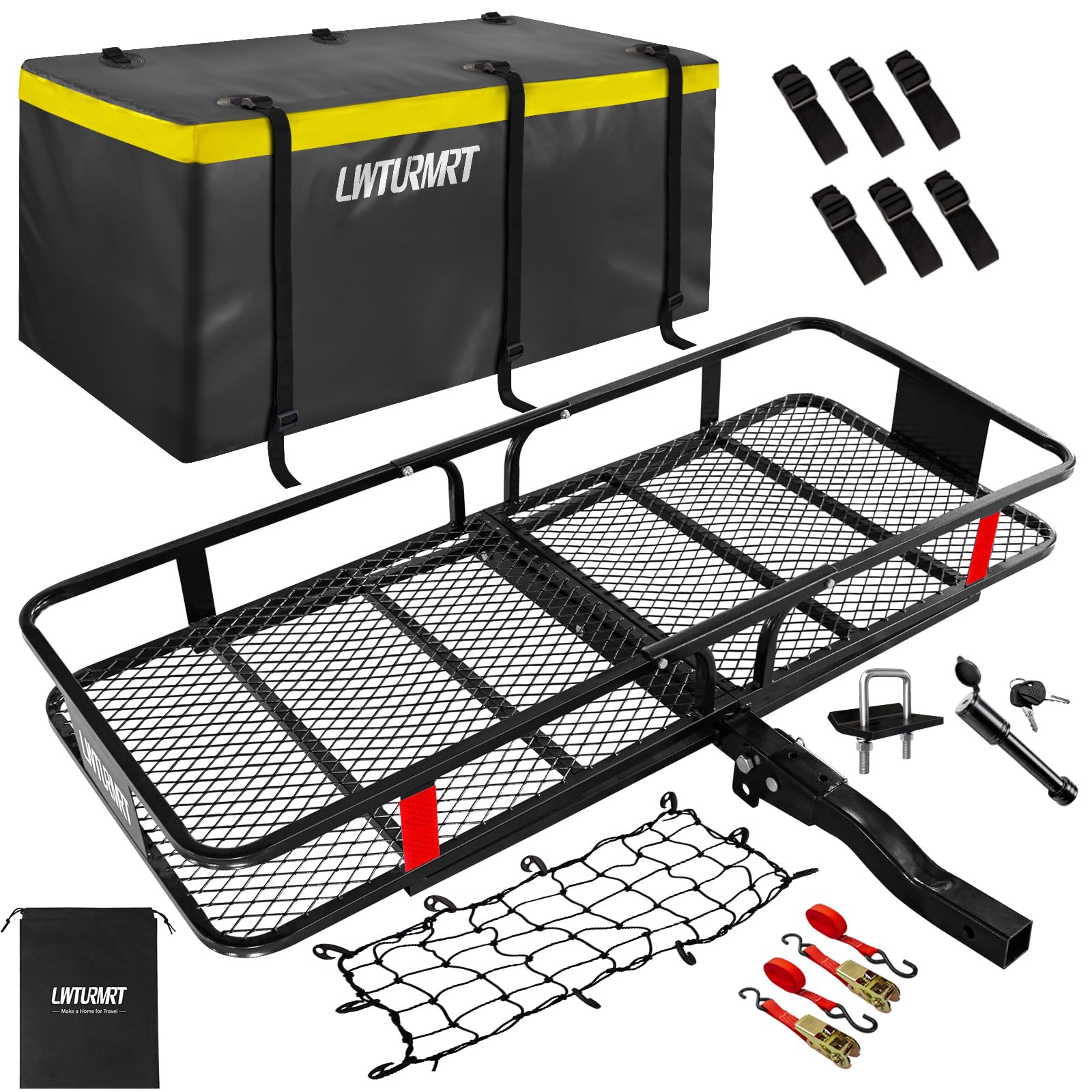 Photo 1 of LWTURMRT 60"X21.6"X6" Hitch Cargo Carrier with Waterproof Cargo Bag(58"X20"X24"), Rust Resistant Baking Paint and Alloy Steel Material