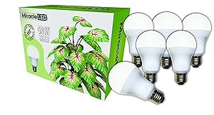 Miracle LED Almost Free Energy 150W Commercial Hydroponic Ultra Grow Lite - Daylight White Full Spectrum LED Indoor Plant Growing Light Bulb For DIY Horticulture & Indoor Gardening (604321) 6Pack