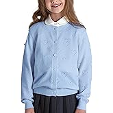 BOBOYOYO Girls Cardigan 100% Cotton Kids Heart Cardigan Sweater Valentines Long Sleeve Toddler Girl Soft Knit Cardigan