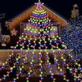 MUYUN (New) Christmas Decorations Outdoor Star String Lights 350 LED Christmas Lights 11.5ft Waterproof Waterfall Tree Lights for Yard Garden Indoor Outdoor(Multi-Colored)