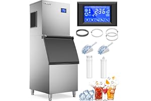 Coolski Commercial Ice Maker Machine 450LBS/24H, 22'' Wide Ice Machine with 300LBS Large Storage Bin, Clear Ice Cubes Air Cooled Stainless Steel Ice Maker for Restaurant/Bar/Cafe/Business