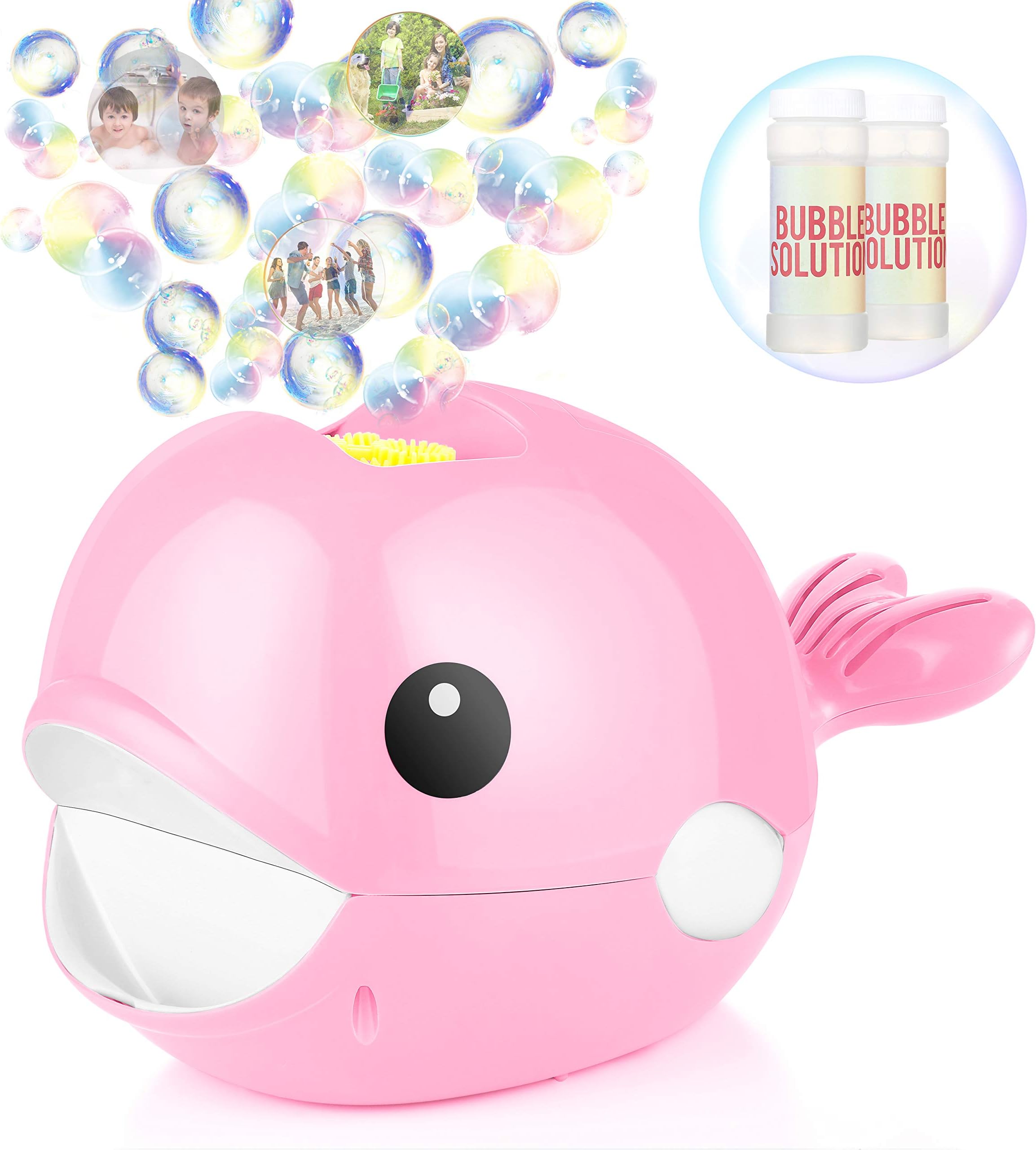 Bubble Machine, Automatic Bubble Blower, Bubble Maker 2000+ Per Minute Bubble Machine for Kids, Easy to Use for Parties, Wedding, Indoor and Outdoor Activities (Pink)