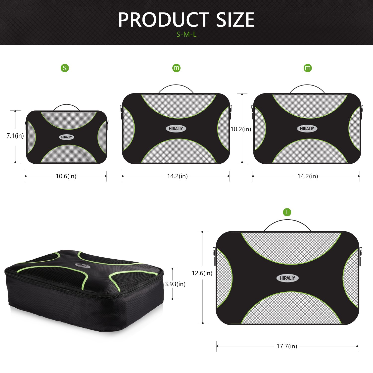 Packing Cubes HIRALIY 4 Set Compression Travel Packing Organizers with Laundry Bag