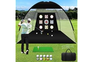 RUBDARK Golf Practice Net,10x7ft Golf Hitting Nets for Backyard Driving,Golf Chipping Swing with Targets /1 Golf Mat/10 Golf Balls/1 Golf Bag - Golf Accessories for Men Indoor Outdoor Home Sports Game