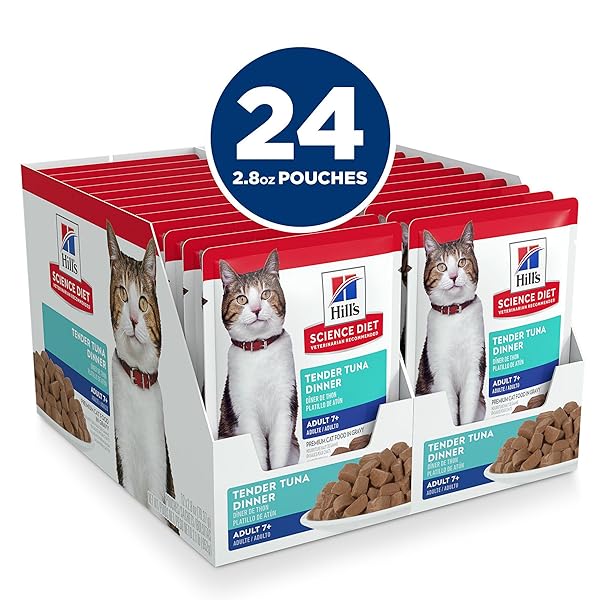 HILL’S SCIENCE DIET ADULT 7+ CAT FOOD, TUNA STEW, 2.8 OZ. POUCHES, 24-PACK