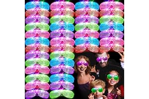 SHQDD 46 Pack LED Glasses, led party favors, 5 Colors Light Up Glasses,Glow In The Dark Party Supplies, Shutter Shades Glow Sticks Glasses Neon Sunglasses Accessories for Kids Adults New Years Eve