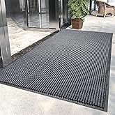 LVETOLS 3' x 5' Moisture Guard Doormat, Commercial Grade Front Door Mat Striped Entrance Welcome Mat with Rubber Backing, Low Profile Commercial Rugs for Entryway, Easy to Clean(Charcoal Grey)
