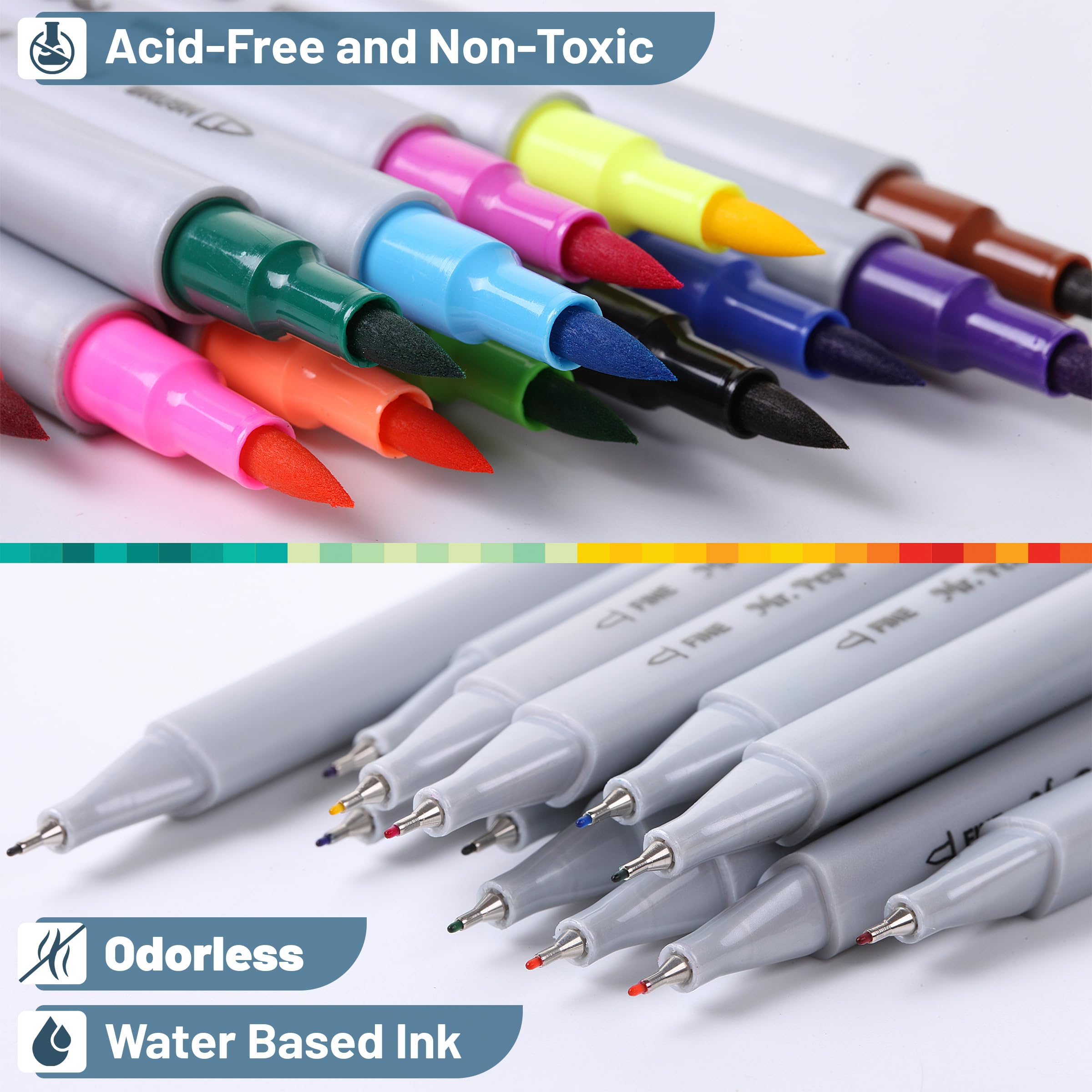 Mr. Pen- Dual Tip Brush Pens, 12 Colors, Art Markers for Coloring