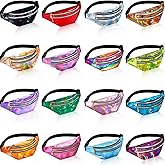 16 Pcs Fanny Packs for Women Holographic Fanny Pack Bulk 80s 90s Shiny Waist Bag Metallic Color with Adjustable Belt(Stylish Style)