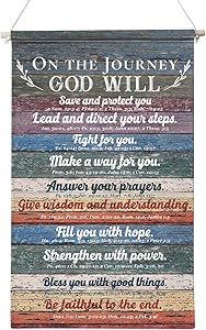 Christian Quote On The Journey God Will Save and Protect You Rustic Poster Canvas Wall Art for Home Decor,Rustic Farmhouse Christian Quotes Canvas Poster Hanger Scroll Hanging Poster Canvas Wall Art Gifts 12 x 20 Inch