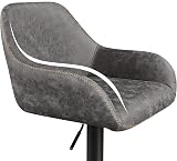 Yaheetech Bar Stools Set of 2 Adjustable Swivel PU Leather Grey view 9