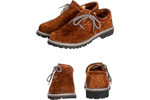 BAVARIA TRACHTEN Lederhosen Boots - Haferl Authentic German Shoe for Oktoberfest Outfit - Real Leather Dark Brown