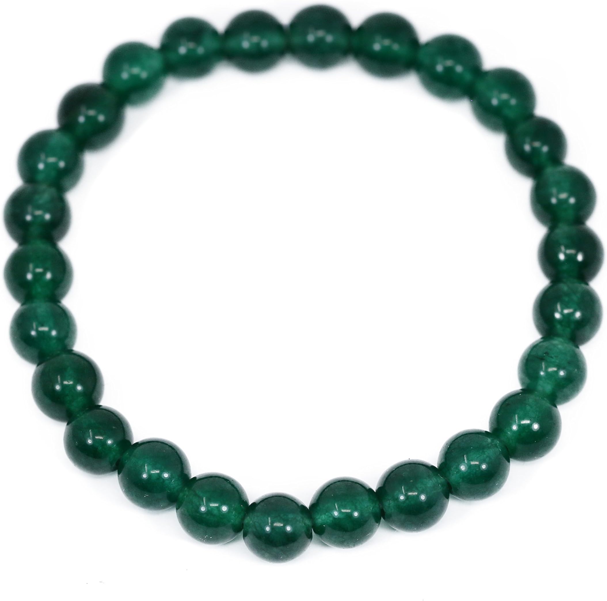 Lovelybead Gemstone Bracelets Natural Genuine Gemstones Birthstone Handmade Healing Power Crystal Beads Elastic Stretch 8mm 7.5 Inch Unisex (Emerald Green Jade)
