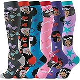 LANMEVOL 6 Pairs Graduated Compression Socks for Women and Men Knee High Hiking Running Sport Nylon Compression Stockings