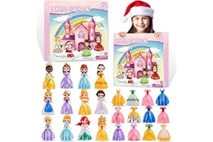 DRCURN Princess Advent Calendar for Girls, 24 Days Princess Transformable Toys and Clothes Countdown Calendars Xmas Gifts for Girls Aged 3-8