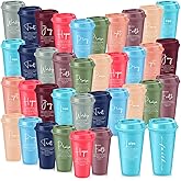 LemonRoad 40 Pcs Christian Gifts for Women Men 16 oz Christian Plastic Coffee Cups with Lids Double Sided Scripture Bible Verse Religious Tumblers Mugs for Church Appreciation Gifts(Macaron Color)