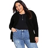 Avenue Women's Plus Size Boyfriend Rib Knit Open Front Cardigan