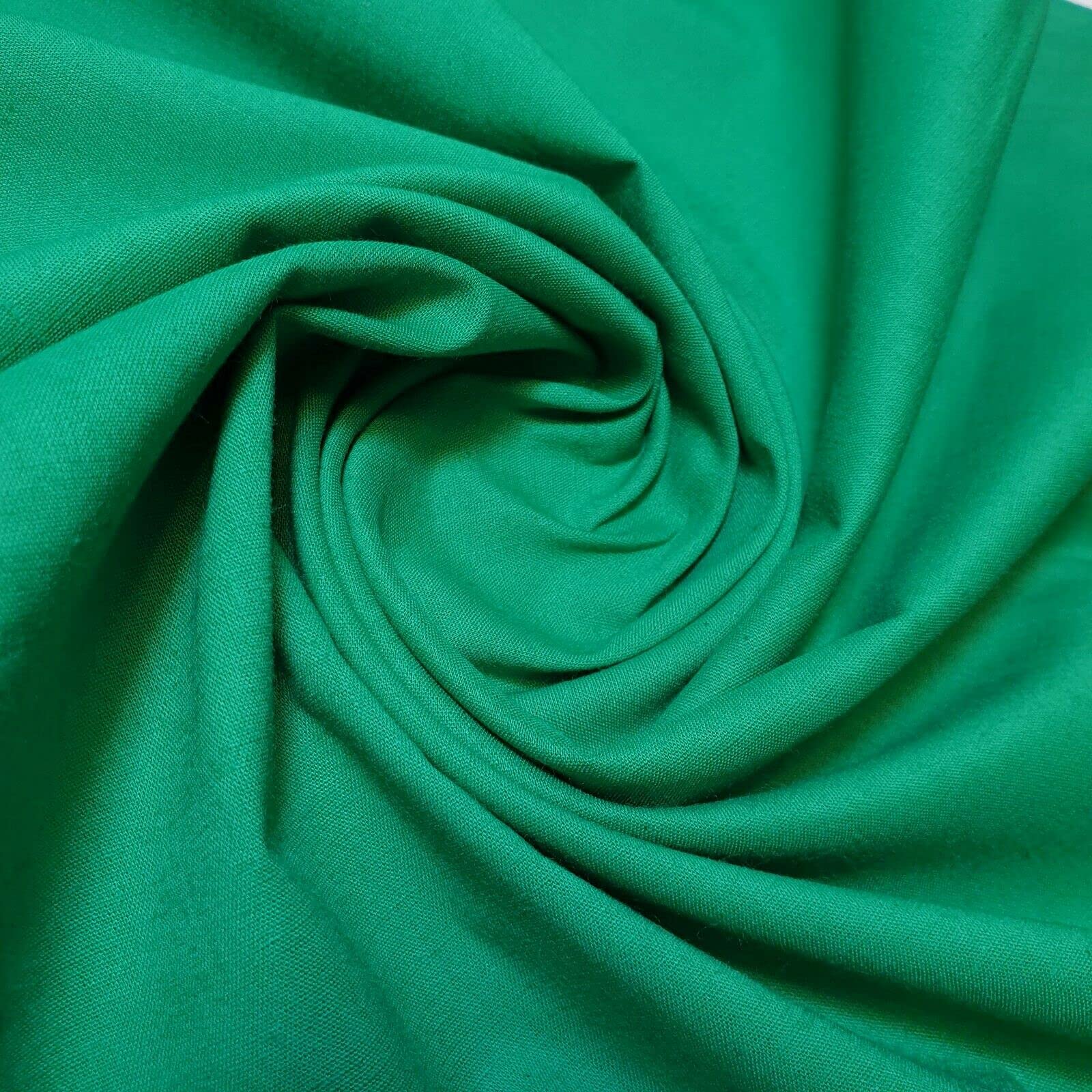 100% Cotton Fabric 112cm Wide Plain Cambric Poplin (Emerald Green, 2 Meter)