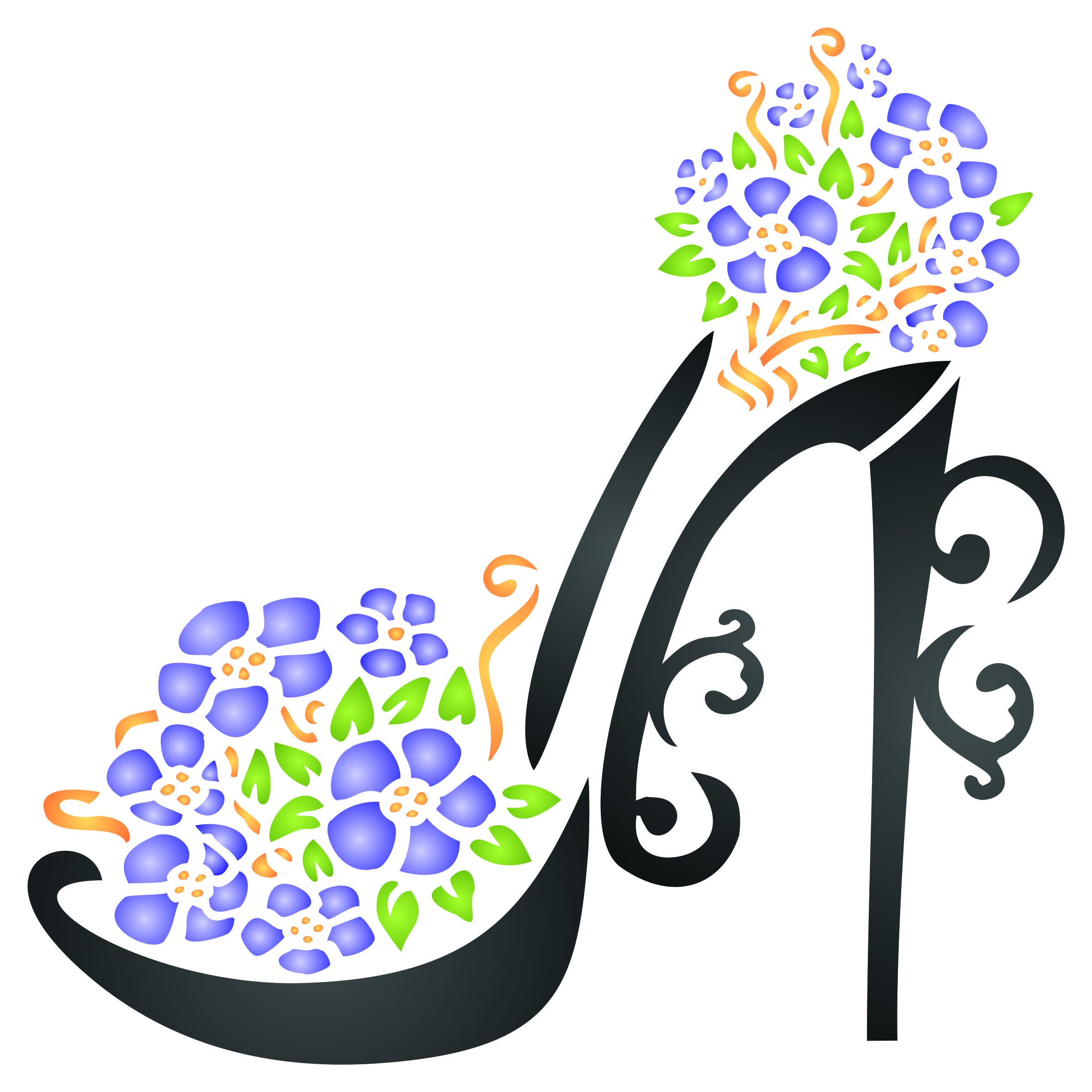 High Heel Shoe Stencil - 11.5 x 11.5cm (S) - Reusable Decorative Flower Stiletto Platform Shoes Wall Stencil Template