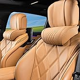 Dapucarin Car Headrest Memory Foam Neck Pillow for Driving with Leather Cover Soft Comfortable Seat Head Pillow Cushion for Most Cars SUV Sedan Home Office Palomino Brown (2PC)