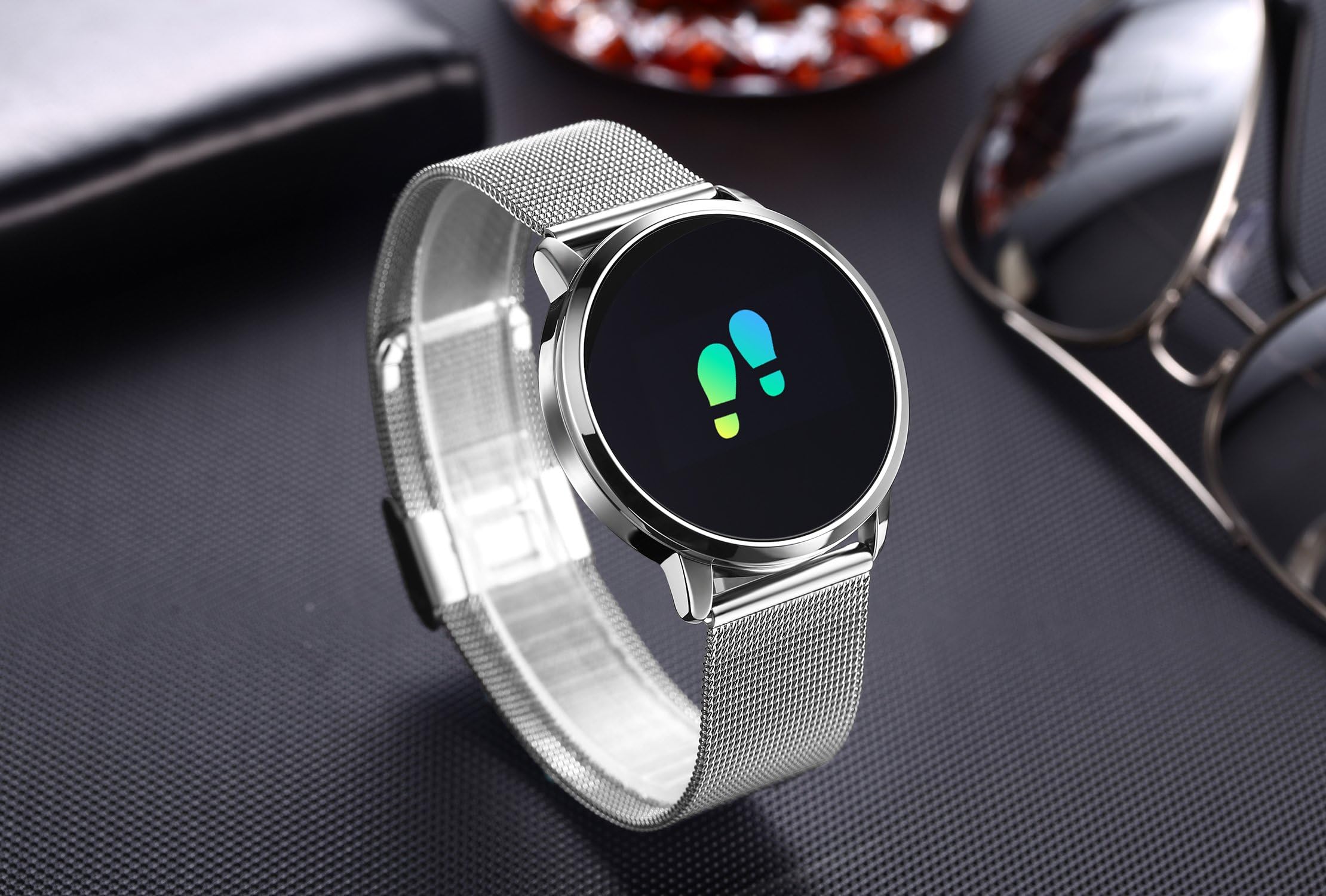 Fitness Tracker with Blood Pressure Monitor Bluetooth Smart Watch with Camera Touchscreen Waterproof Smartwatch Android iOS Heart Rate and Activity Tracking Birthday Gifts for His Her - Black