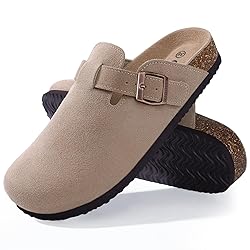 ODOLY Genuine Suede Clogs for Women Men Soft Cork