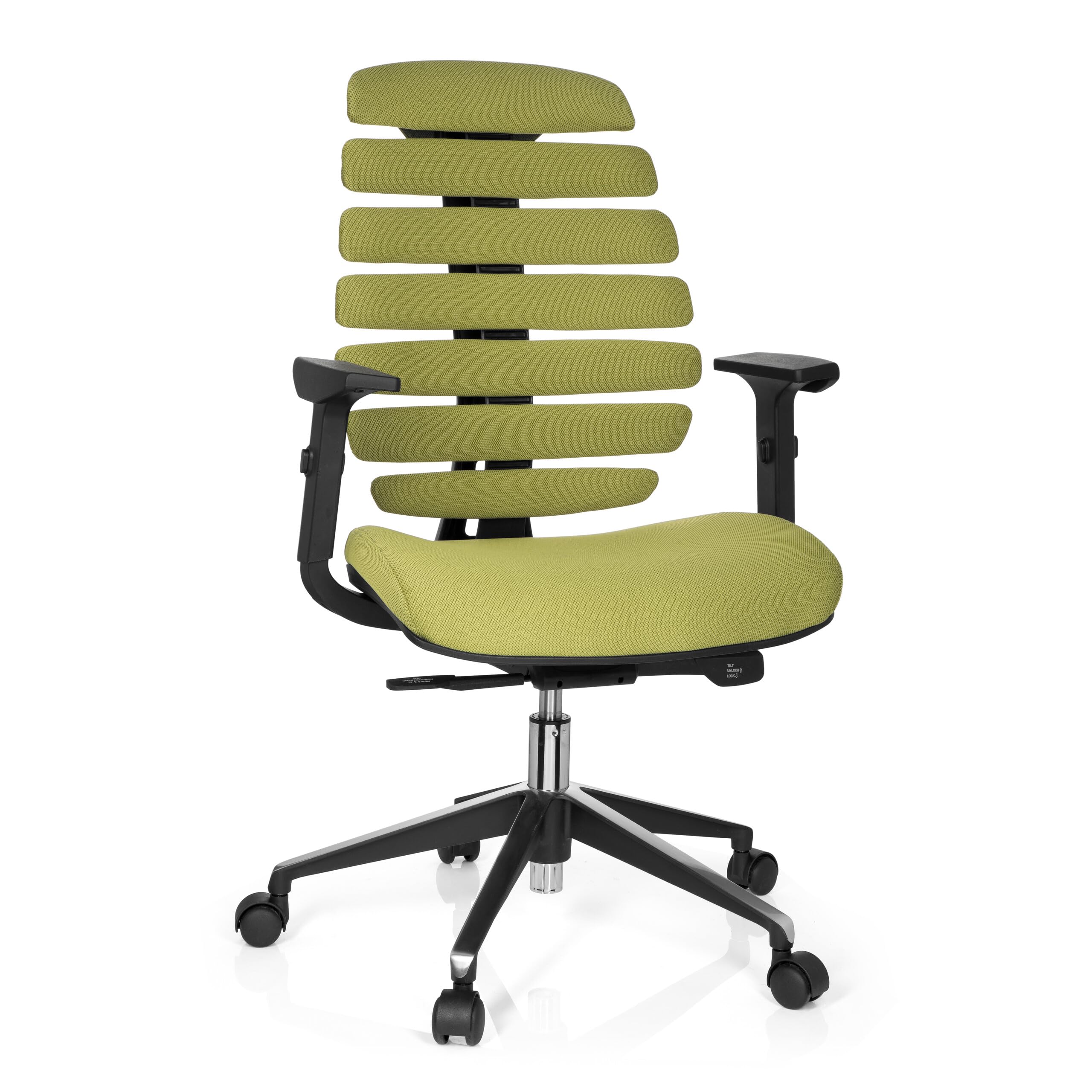 hjh OFFICE Swivel chair Desk Chair ERGO LINE II Fabric Professional office chair ergonomically shaped backrest adjustable synchro mechanism green