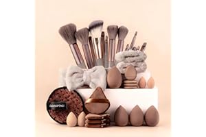 33PCS Makeup Brush Set, Makeup Kit, Foundation Powder Concealers Eyeshadow Blush Makeup Brushes Make up Brushes Kit, Brown