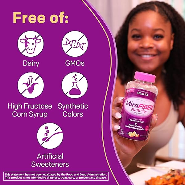 MIRAFIBER GUMMIES FROM THE MAKERS OF MIRALAX, 8G OF DAILY FIBER PER SERVING, METABOLISM SUPPORT WITH B VITAMINS, GUT HEALTH FOR MEN & WOMEN,PREBIOTIC FIBER GUMMIES FOR ADULTS, MIXED FRUIT FLAVOR 72CT
