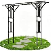 Garden Arch Trellis 106.3"L*106.3"H Sturdy &amp; Rustproof Large Flat Top Arbor | Trellume Trellis for Climbing Plants Outdoor, Heavy Duty Wide Abor Archway for Wedding Decor(25MM Pipe)