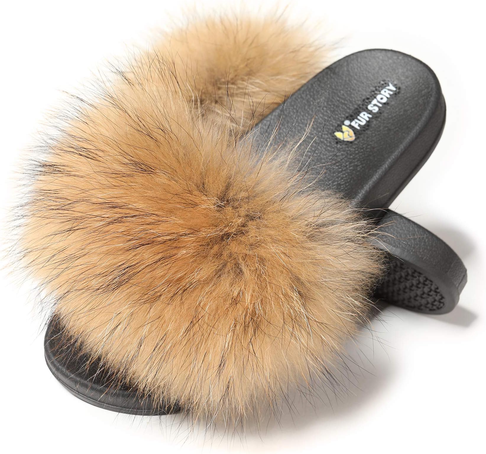 fur slide sandals