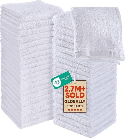 Utopia Towels Cotton Washcloths Set 60 White 30x30 cm 100% Ring Spun